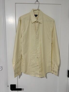 Express Pale Yellow Long-Sleeve Dress Shirt